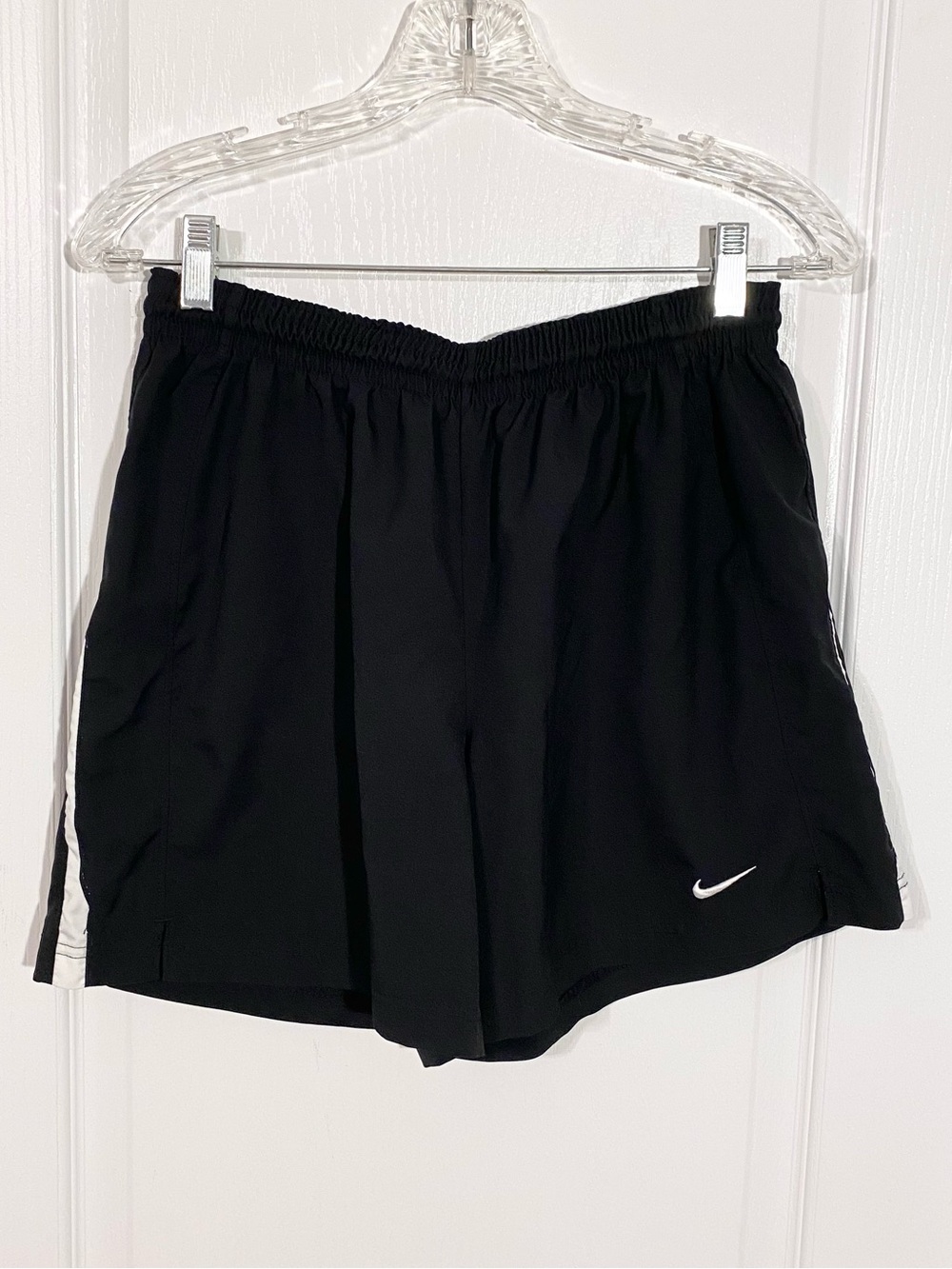 NIKE Athletic Running Shorts Black w/ White Stripe Youth XL
